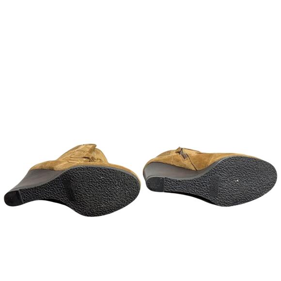 Women’s Franco Sarto Camel Brown Leather Wedge Bootie Heel Boots - Size 7.5 - Picture 4 of 5